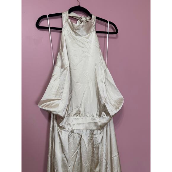 NEW NWT Reformation Alani SIlk High Neck Dress Ivory Size 24 - Picture 3 of 6